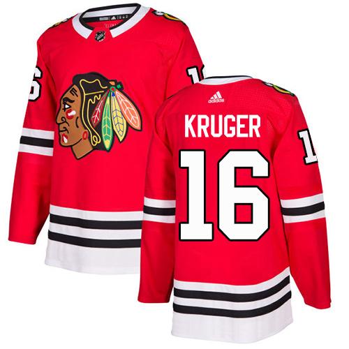 Adidas Blackhawks #16 Marcus Kruger Red Home Authentic Stitched NHL Jersey